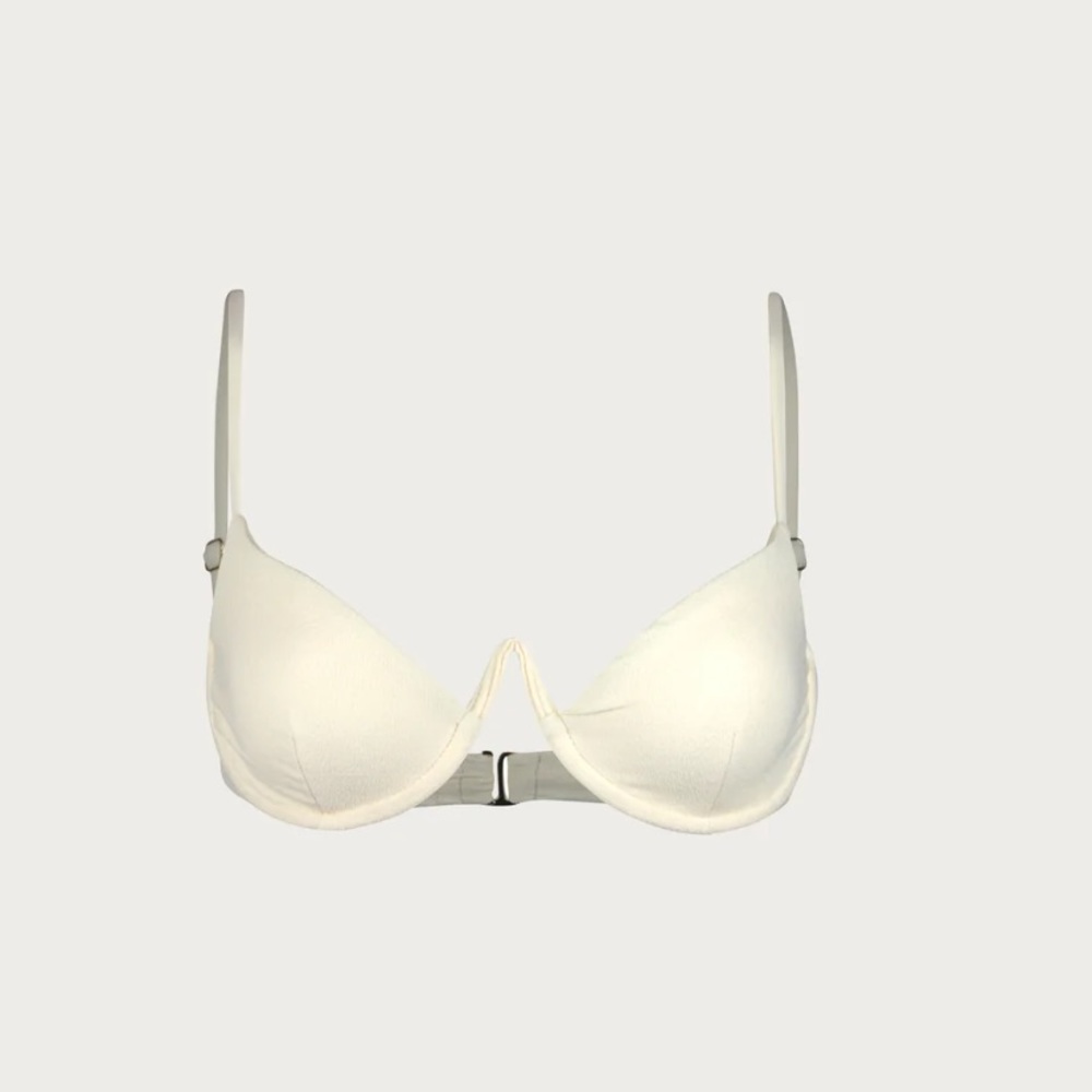 Same Los Angeles V Underwire Bra Swim Top in Faux Suede Cream